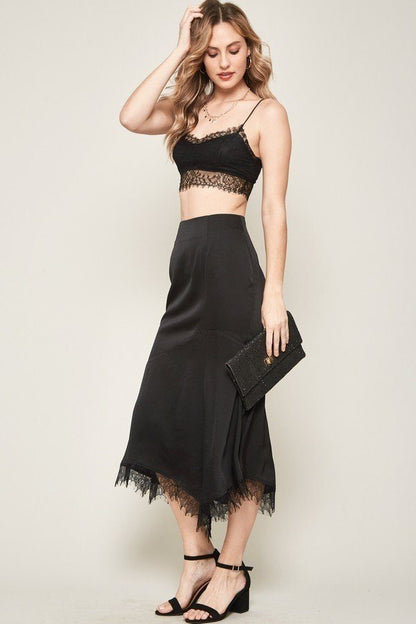 A Solid Woven Midi Skirt | us.meeeshop