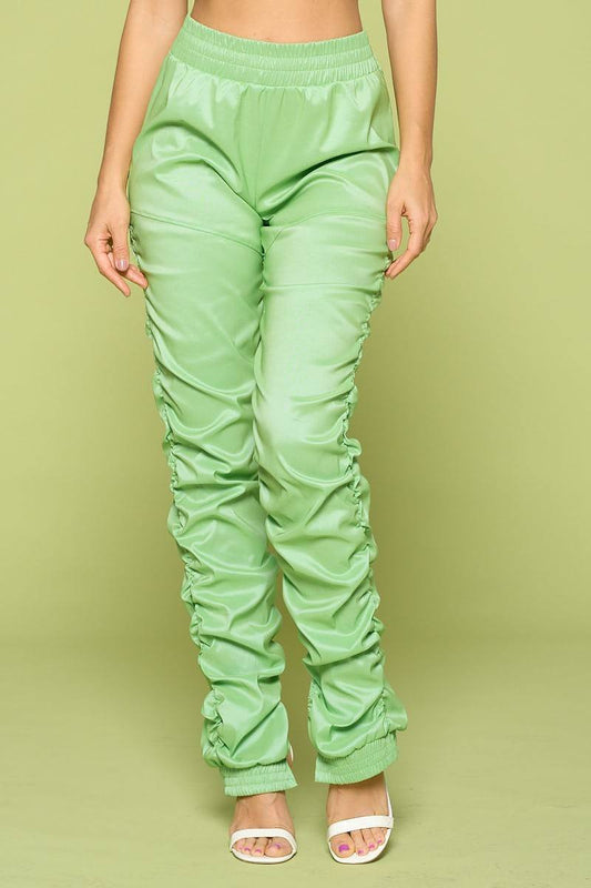 Leather Pu Ruched Pants | us.meeeshop