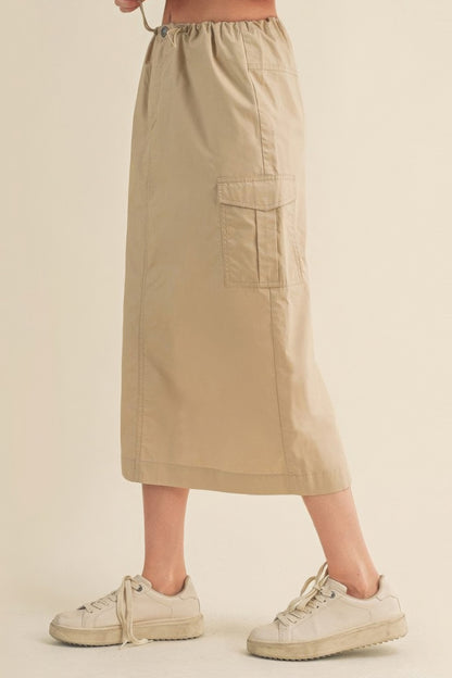 Cargo Skirt With Drawstring Midi Skirt | us.meeeshop