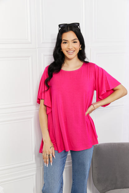 Yelete | Yelete Full Size More Than Words Flutter Sleeve Top