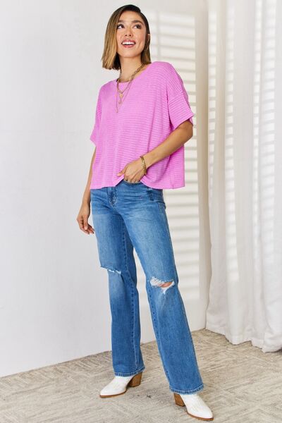 Zenana Full Size Round Neck Short Sleeve T-Shirt | us.meeeshop