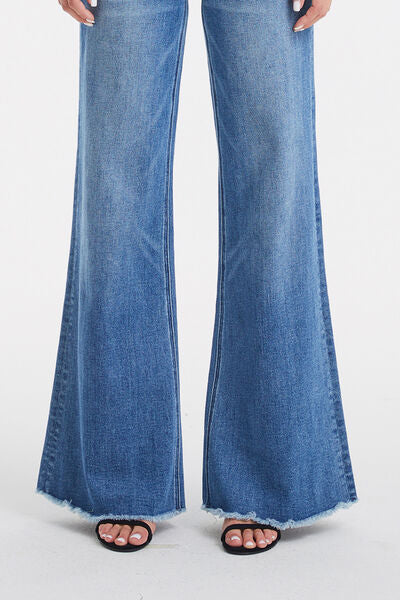 BAYEAS Full Size High Waist Button-Fly Raw Hem Wide Leg Jeans | us.meeeshop