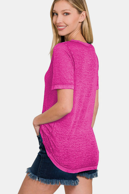 Zenana V-Neck Short Sleeve T-Shirt | us.meeeshop