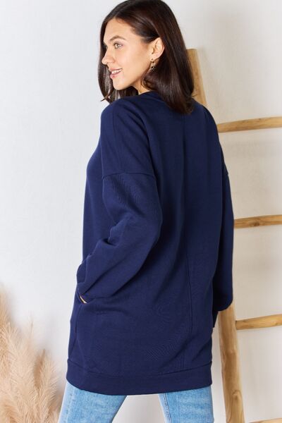 Zenana Oversized Round Neck Long Sleeve Sweatshirt | us.meeeshop