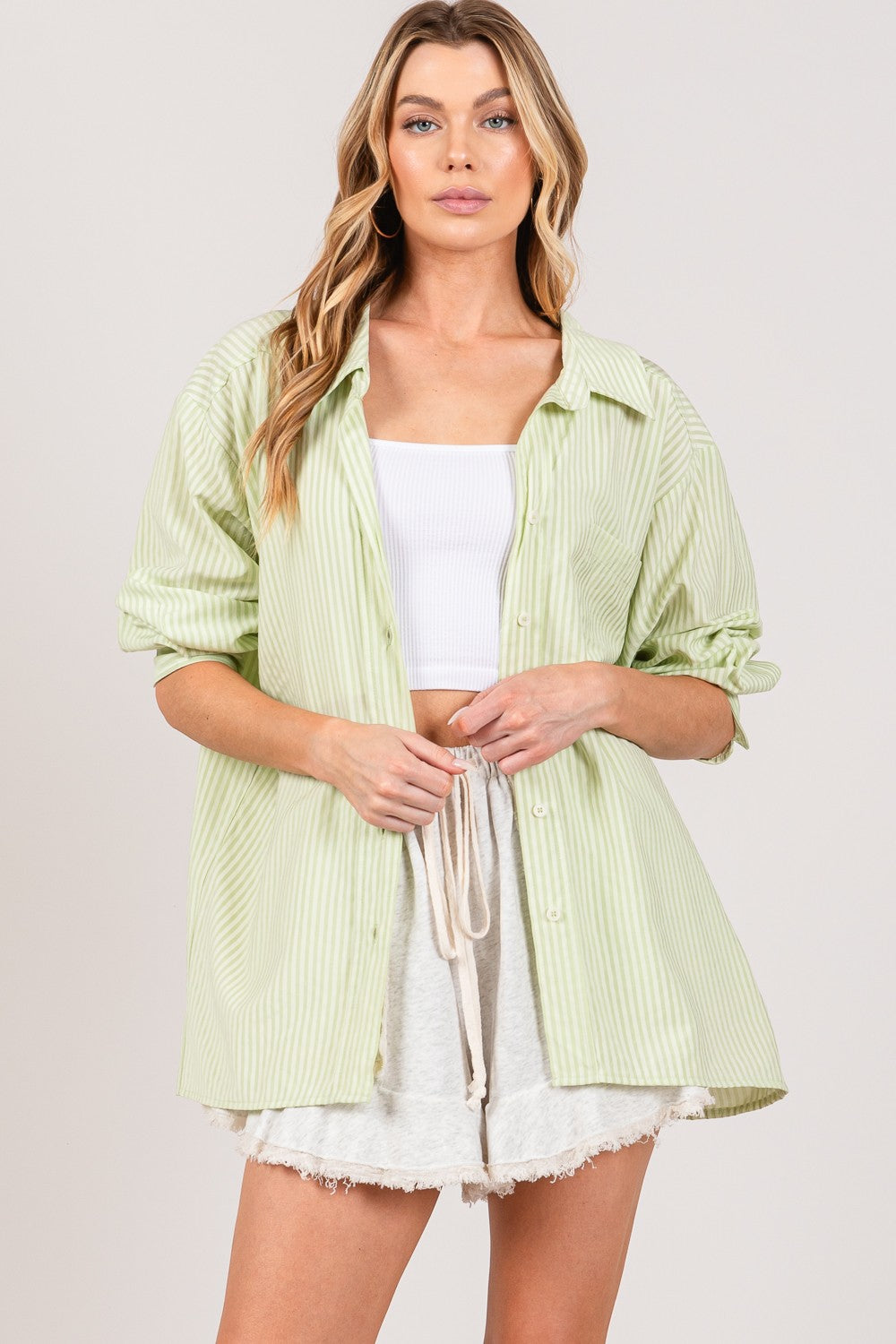 SAGE + FIG Striped Button Up Long Sleeve Shirt | us.meeeshop