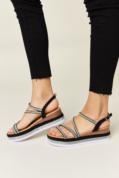 Forever Link Rhinestone Strappy Wedge Sandals | us.meeeshop