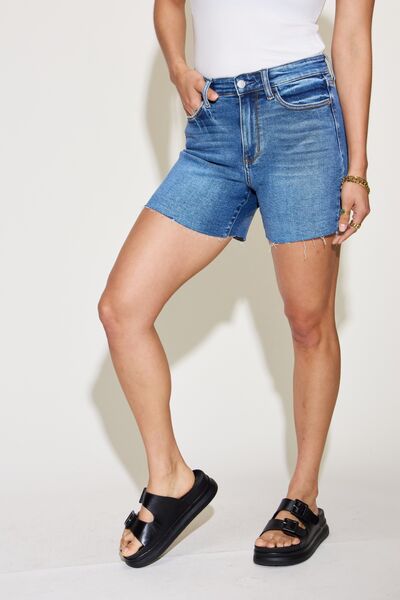 Judy Blue Full Size High Waist Slim Denim Shorts | us.meeeshop