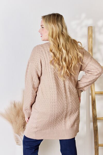 Hailey & Co Cable-Knit Pocketed Cardigan in Mocha | us.meeeshop