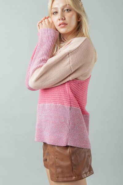 Very J Color Block Long Sleeve Sweater | us.meeeshop