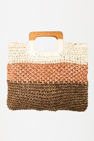 Fame Color Block Double-Use Braided Tote Bag | us.meeeshop
