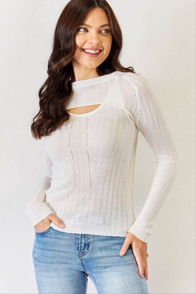 J.NNA Fitted Long Sleeve Cutout Top | us.meeeshop