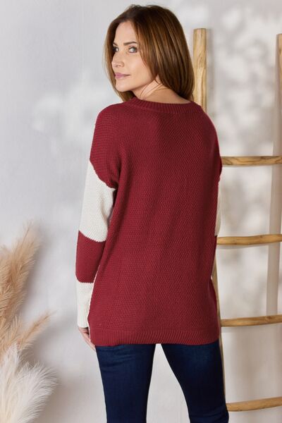 Hailey & Co Color Block Dropped Shoulder Knit Top | us.meeeshop