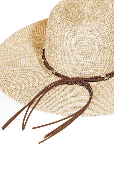Fame Rope Strap Wide Brim Weave Hat | us.meeeshop