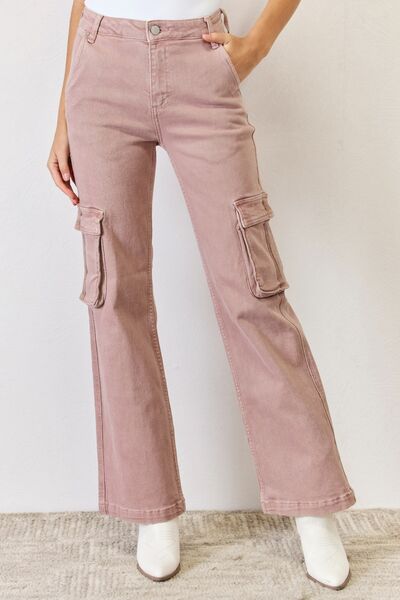 RISEN Full Size High Rise Cargo Wide Leg Jeans | us.meeeshop