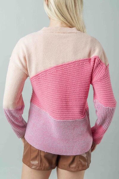 Very J Color Block Long Sleeve Sweater | us.meeeshop