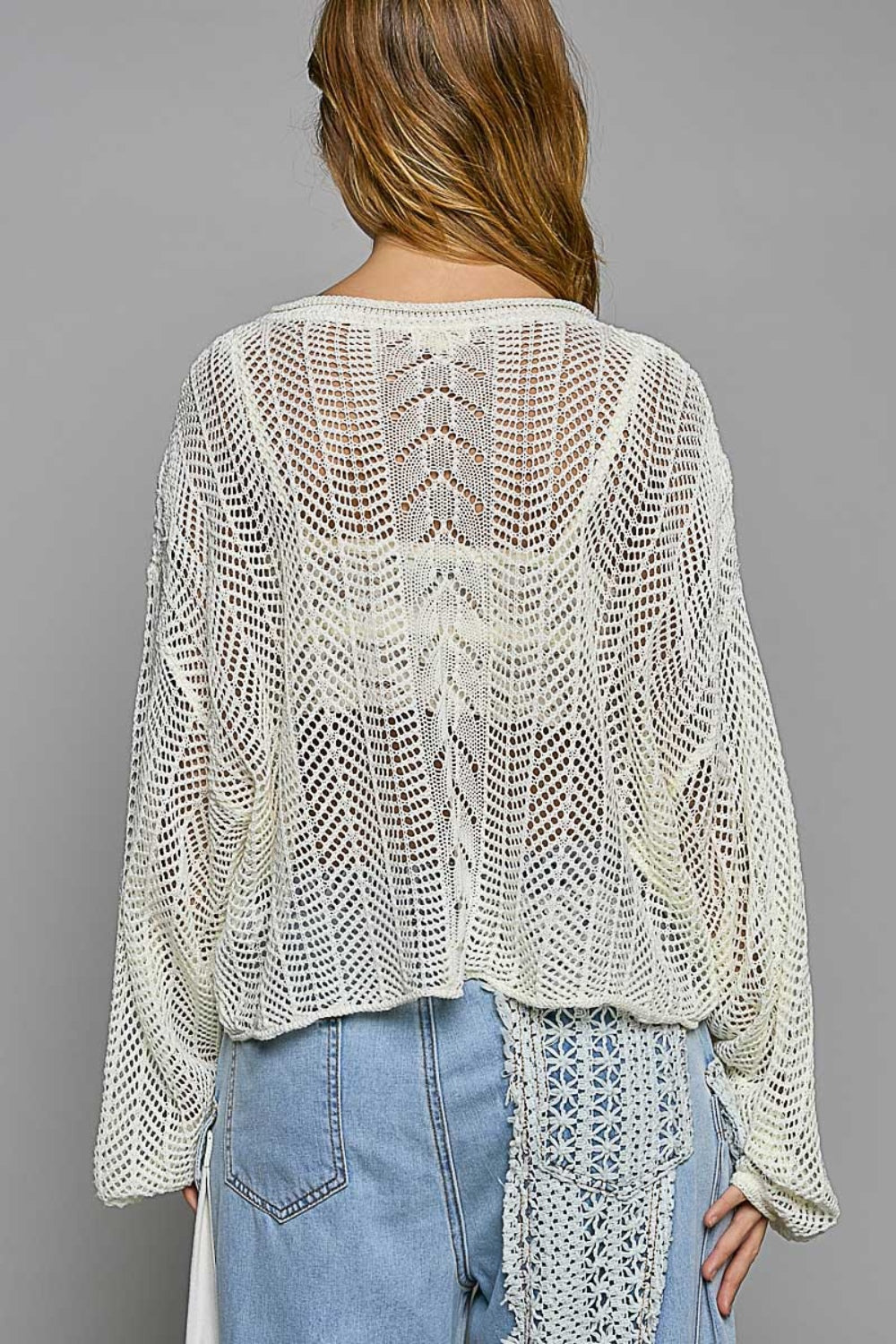 POL Openwork Balloon Sleeve Knit Cover Up | us.meeeshop