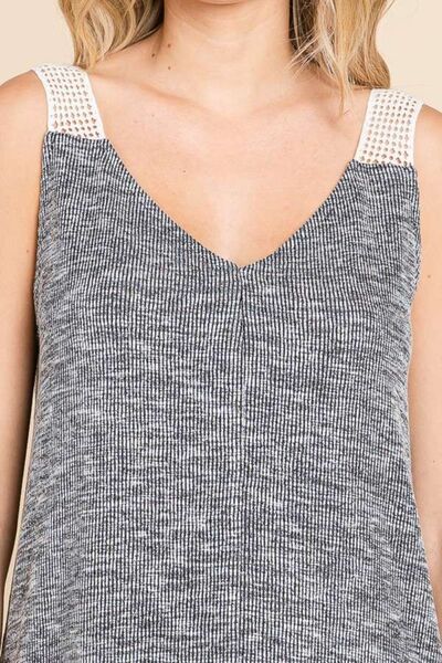 Culture Code Contrast Eyelet Strap Slit Ribbed Tank | us.meeeshop