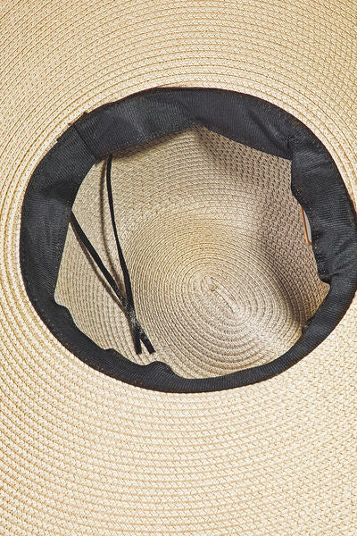 Fame Rope Strap Wide Brim Weave Hat | us.meeeshop